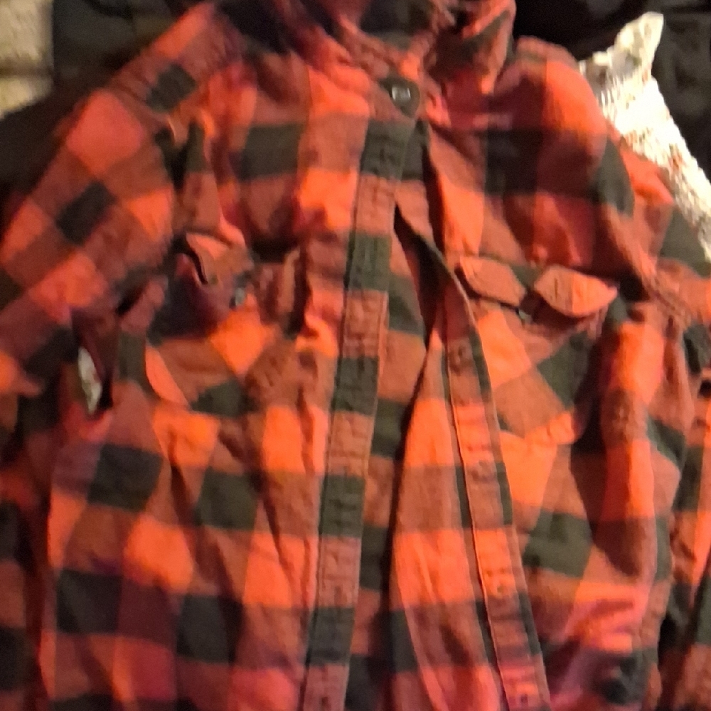 Red and Black Plaid Button-Up Shirt